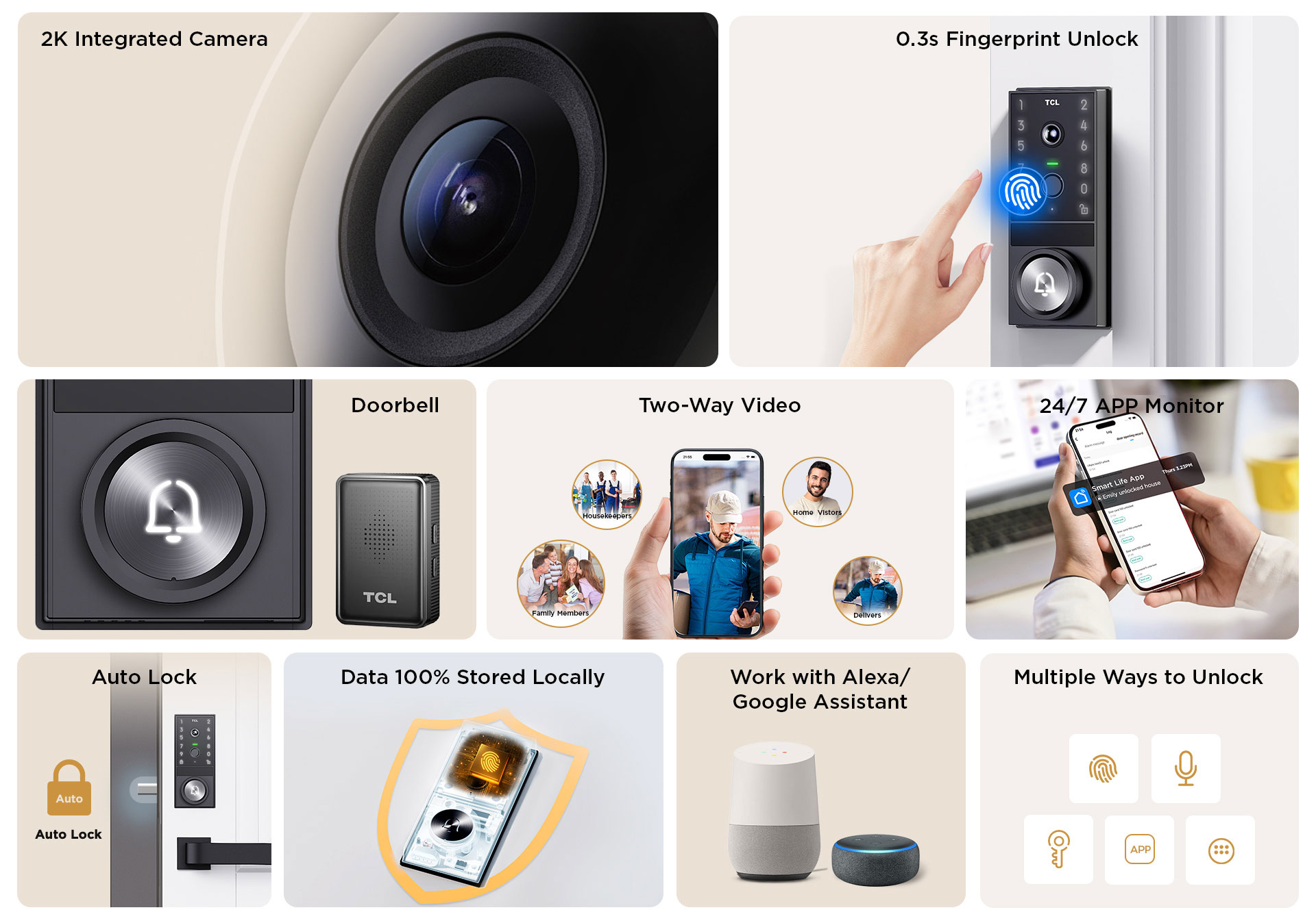 TCL D1 Max 3-in-1 Video Smart Lock Key Features