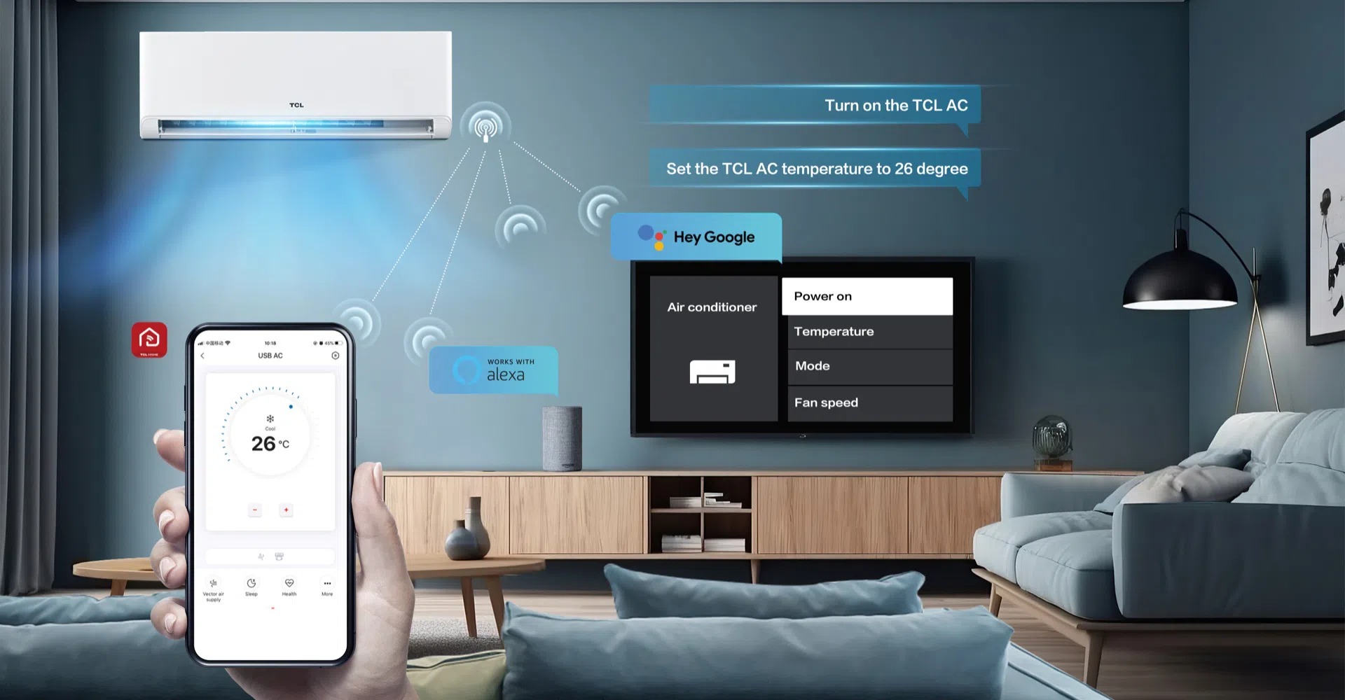 TCL BreezeIN Google Home ve Alexa ile uyumlu akıllı kontrol