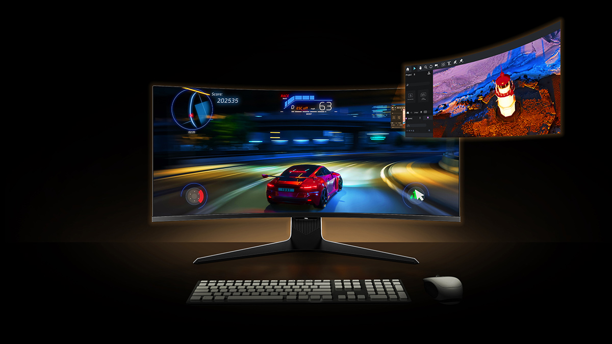TCL 34R83Q Monitor Screens from multiple tasks 