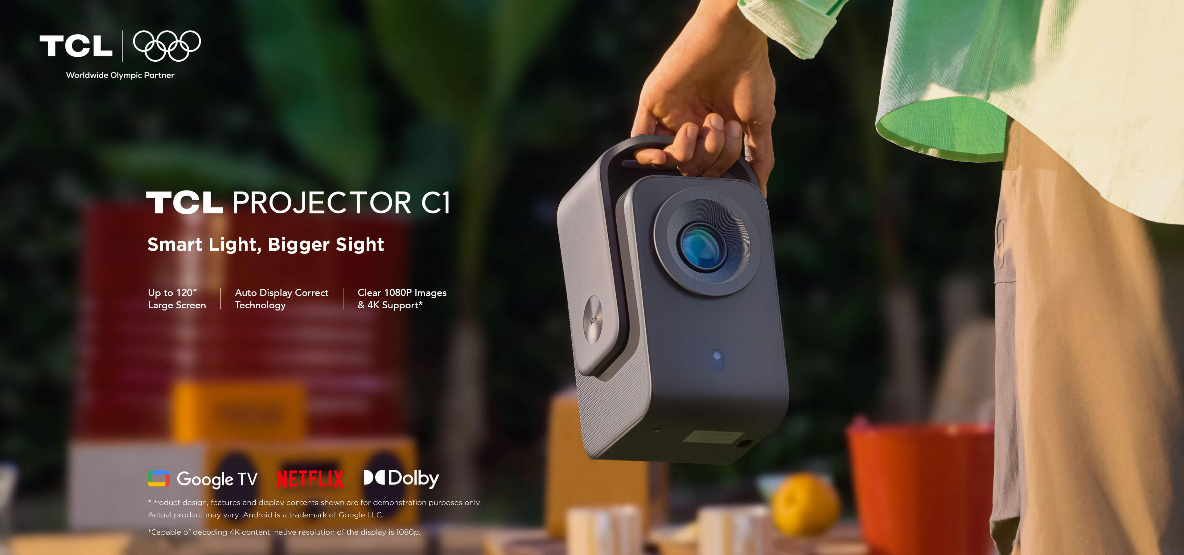 TCL Projector C1 1080P 4K Google TV Netflix Licensed Big Screen