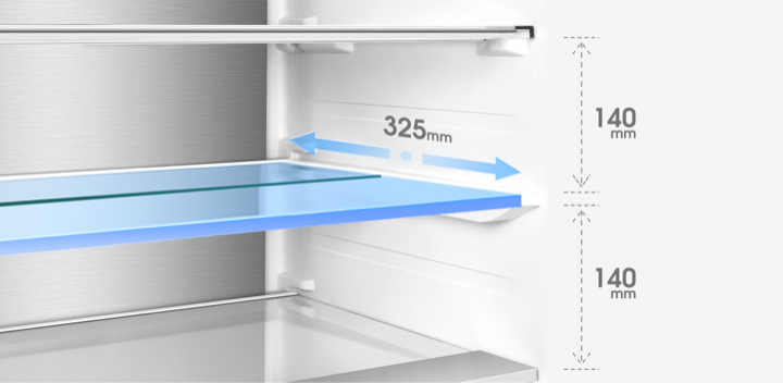 TCL C387BF Refrigerator Foldable and Reversible Glass Shelf