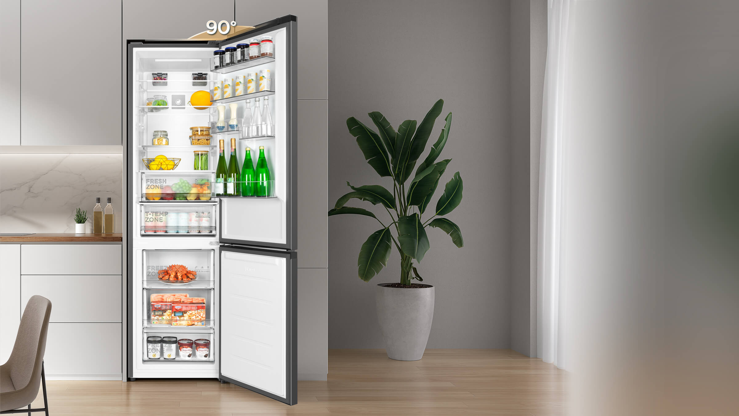 TCL C387BF(C) Free Built-In Refrigerator Only 1cm reserved space