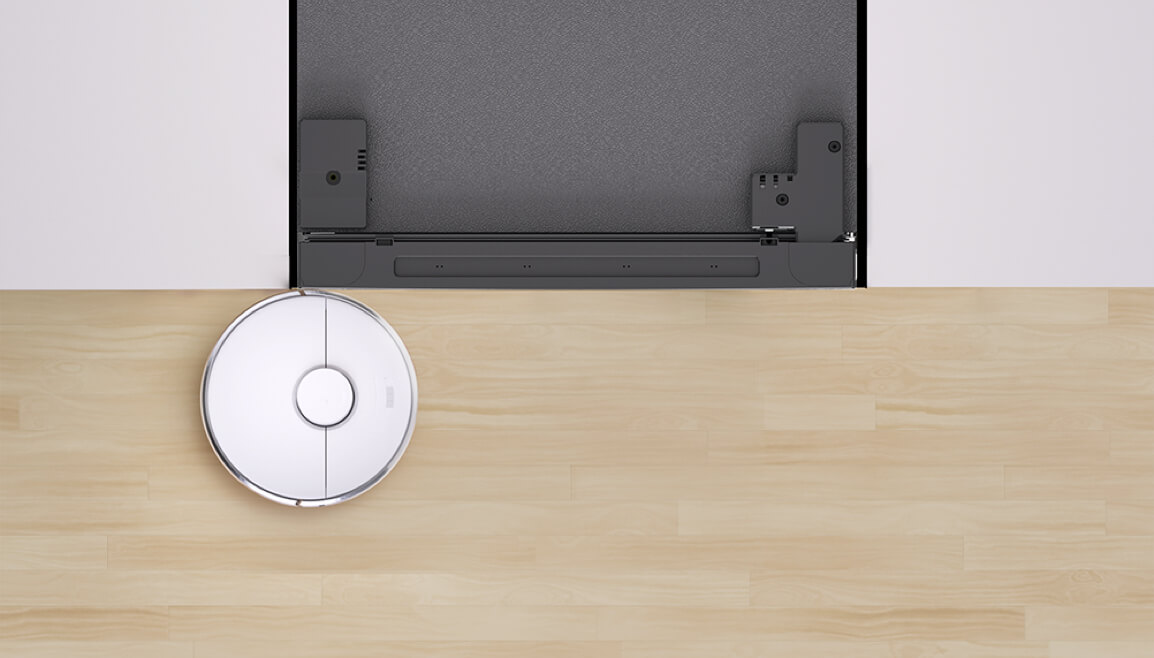 TCL Refrigerator sits flush with cabinets for easy cleaning