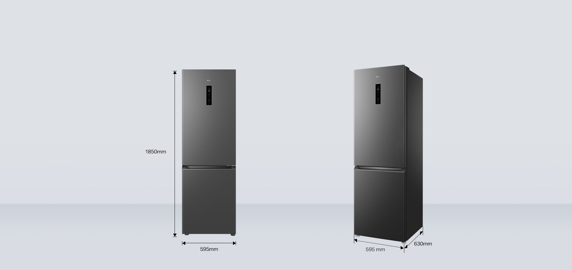 TCL Bottom Mount Refrigerator P315BF Dimensions
