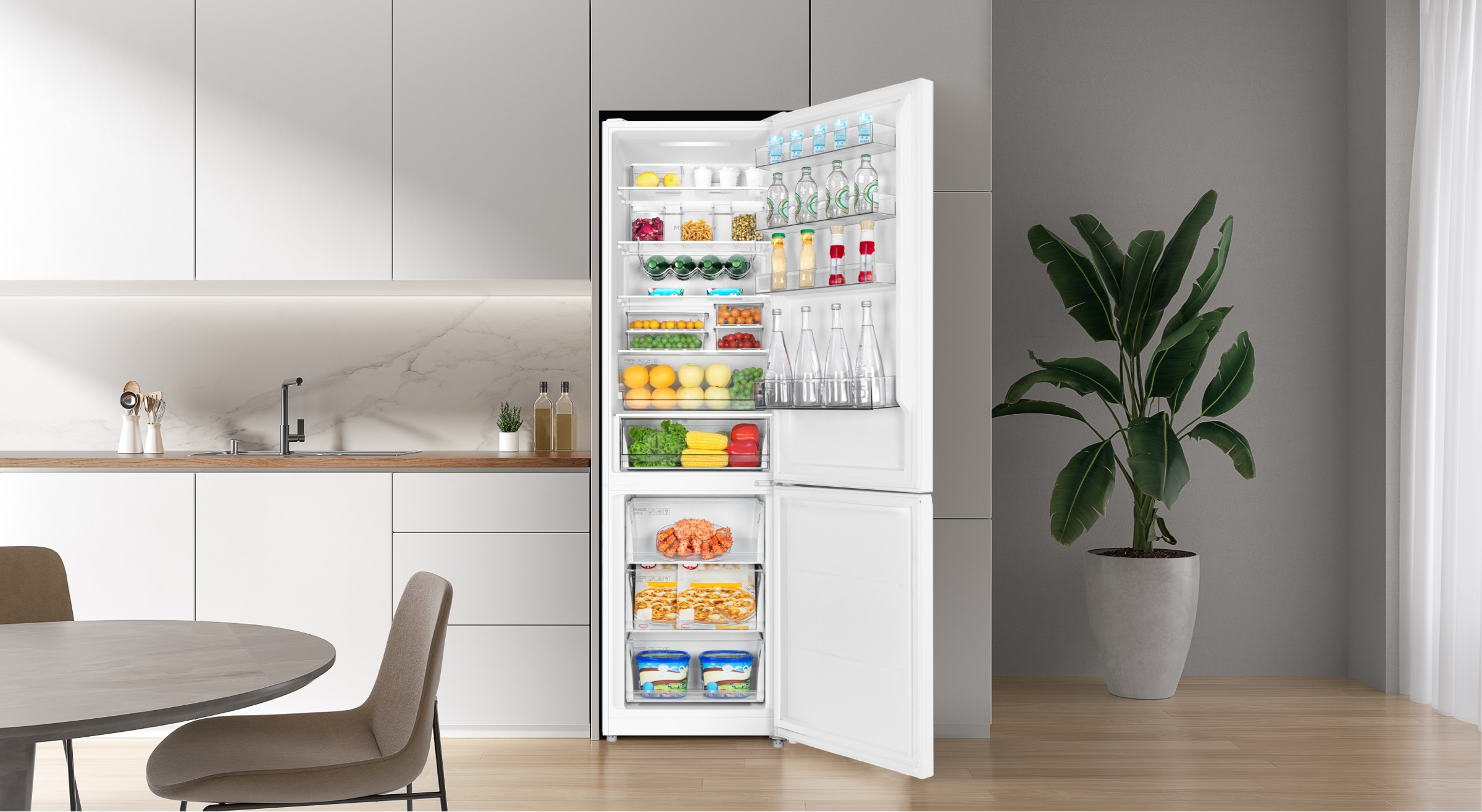 TCL Refrigerator P350BF Bottom Mount Freezer Ultra Space