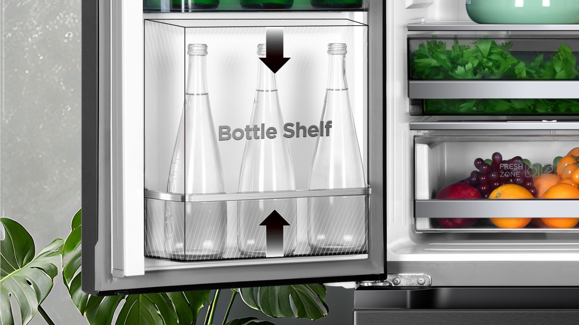 TCL C387BF Refrigerator Foldable and Reversible Glass Shelf