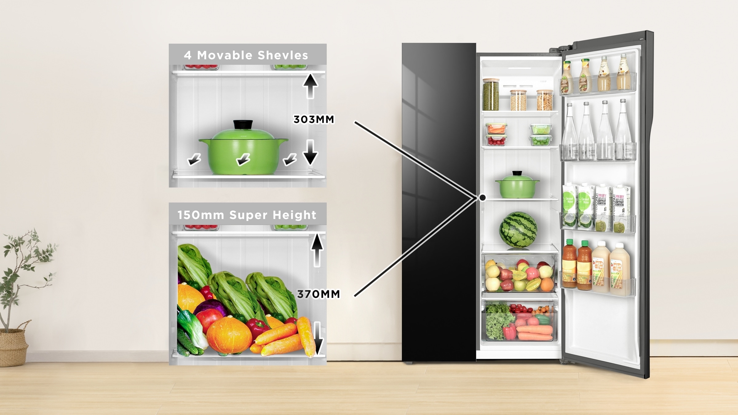 TCL P650SB Refrigerator Adjust the Shelf Height