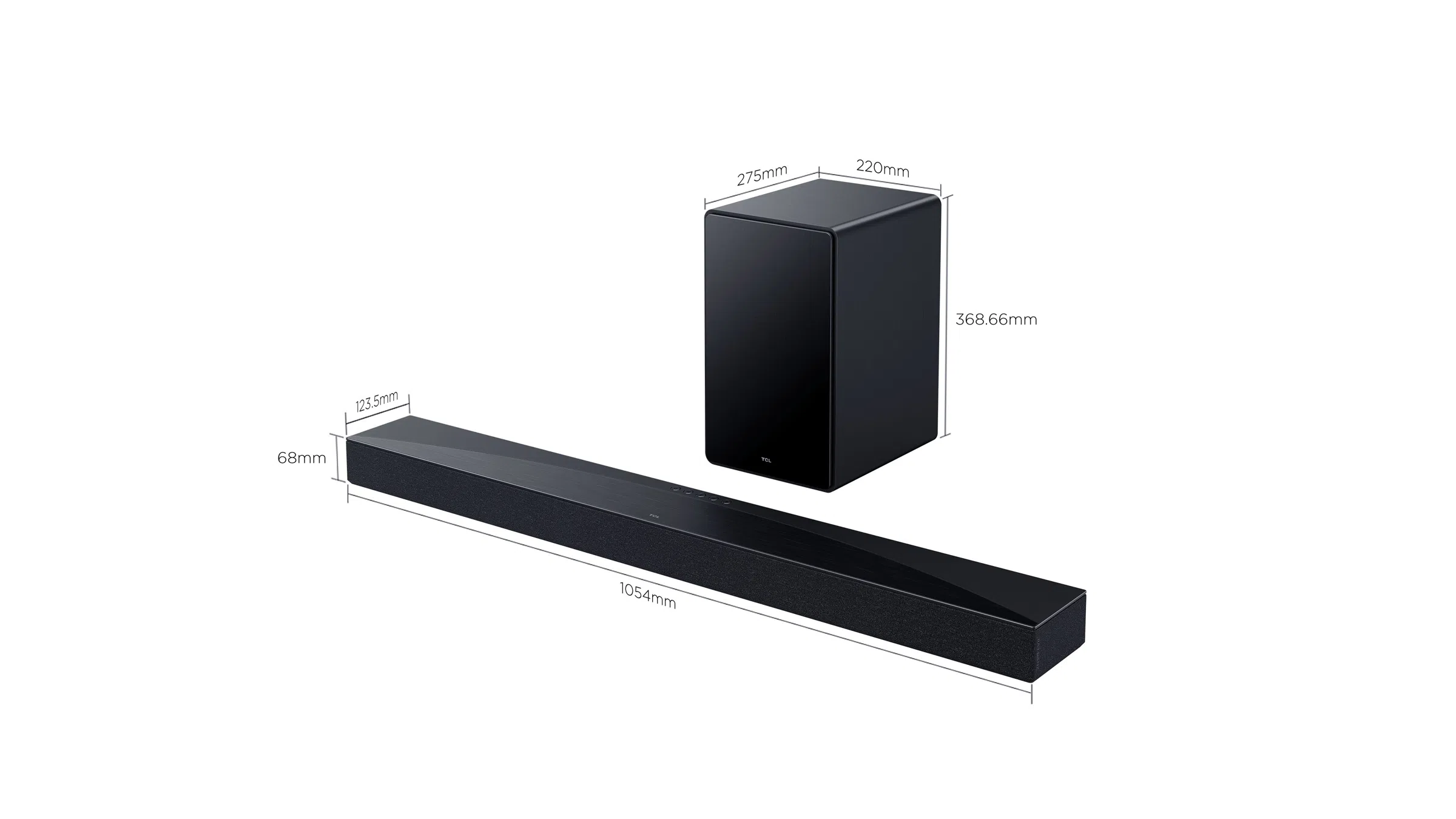 TCL Q65H 5.1ch High-end Home Theater Soundbar Q65H Soundbar size