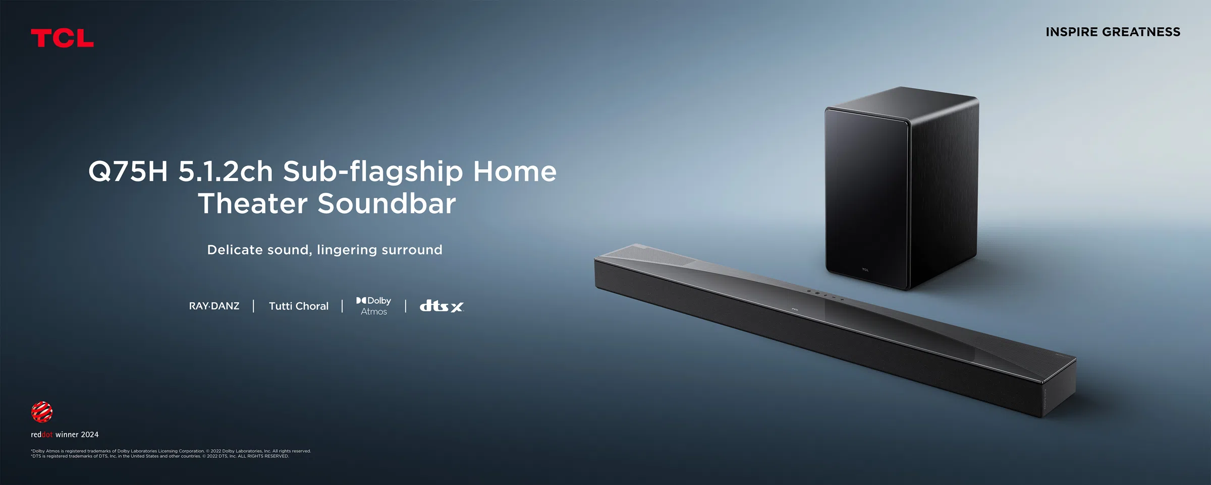 TCL Q75H 5.1.2ch Sub-flagship Home Theater Soundbar
