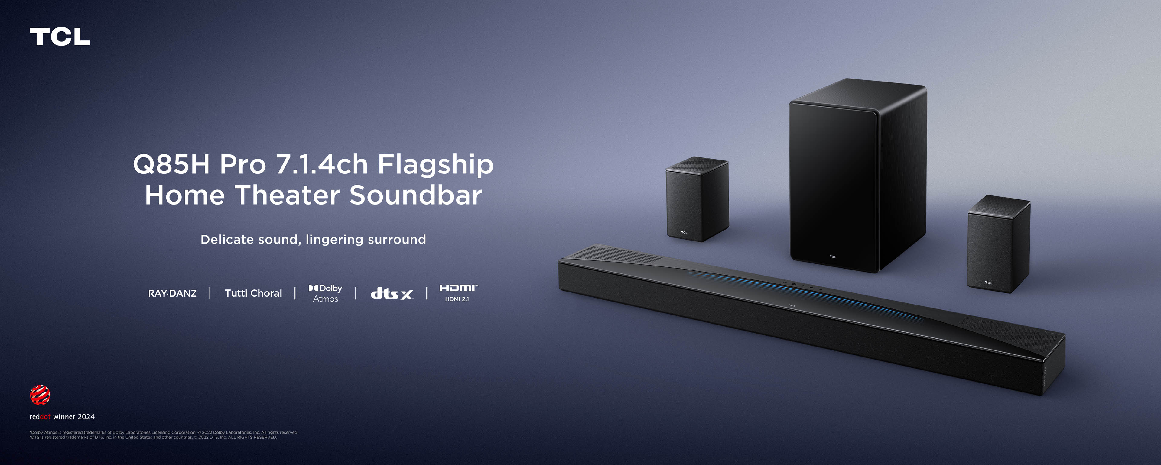 TCL 【Q85H Pro 7.1.4chサウンドバー ×1】 TCL Q85H Pro 7.1.4 Flagship Home Theater Soundbar | TCL Global