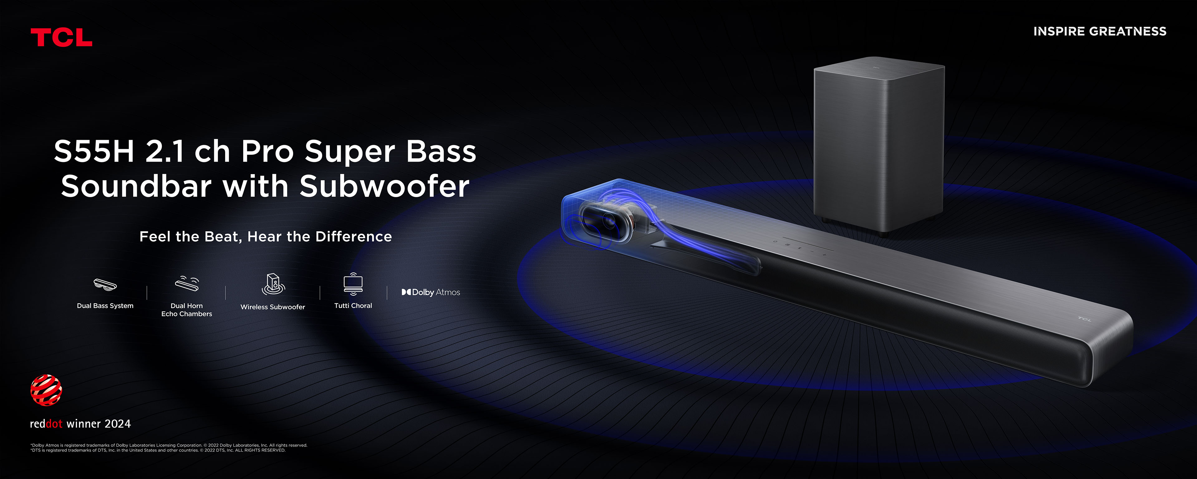 TCL Barra de Sonido S55H 2.1ch Pro
