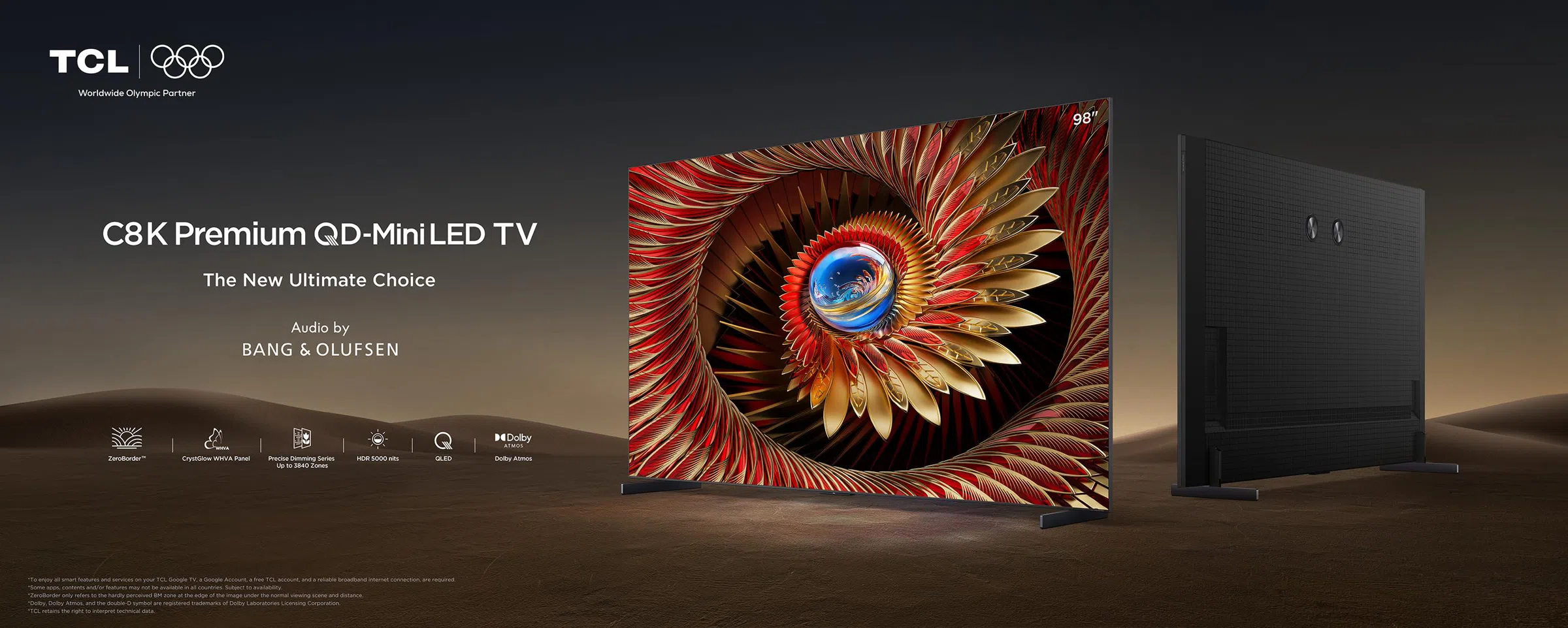 טלוויזיה חכמה TCL 65" 65C89K QD Mini LED 4K TV - שלוש שנות אחריות ע"י אלקטרה היבואן הרשמי