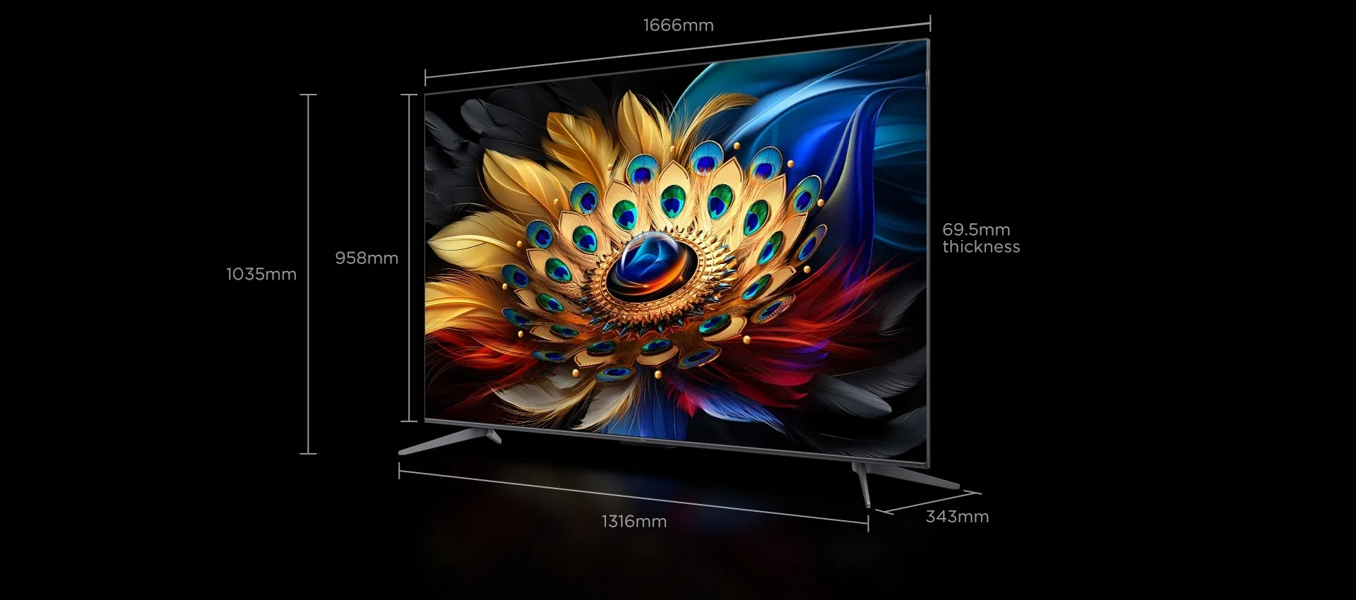 Dimentions de la TV TCL 75 pouces QLED