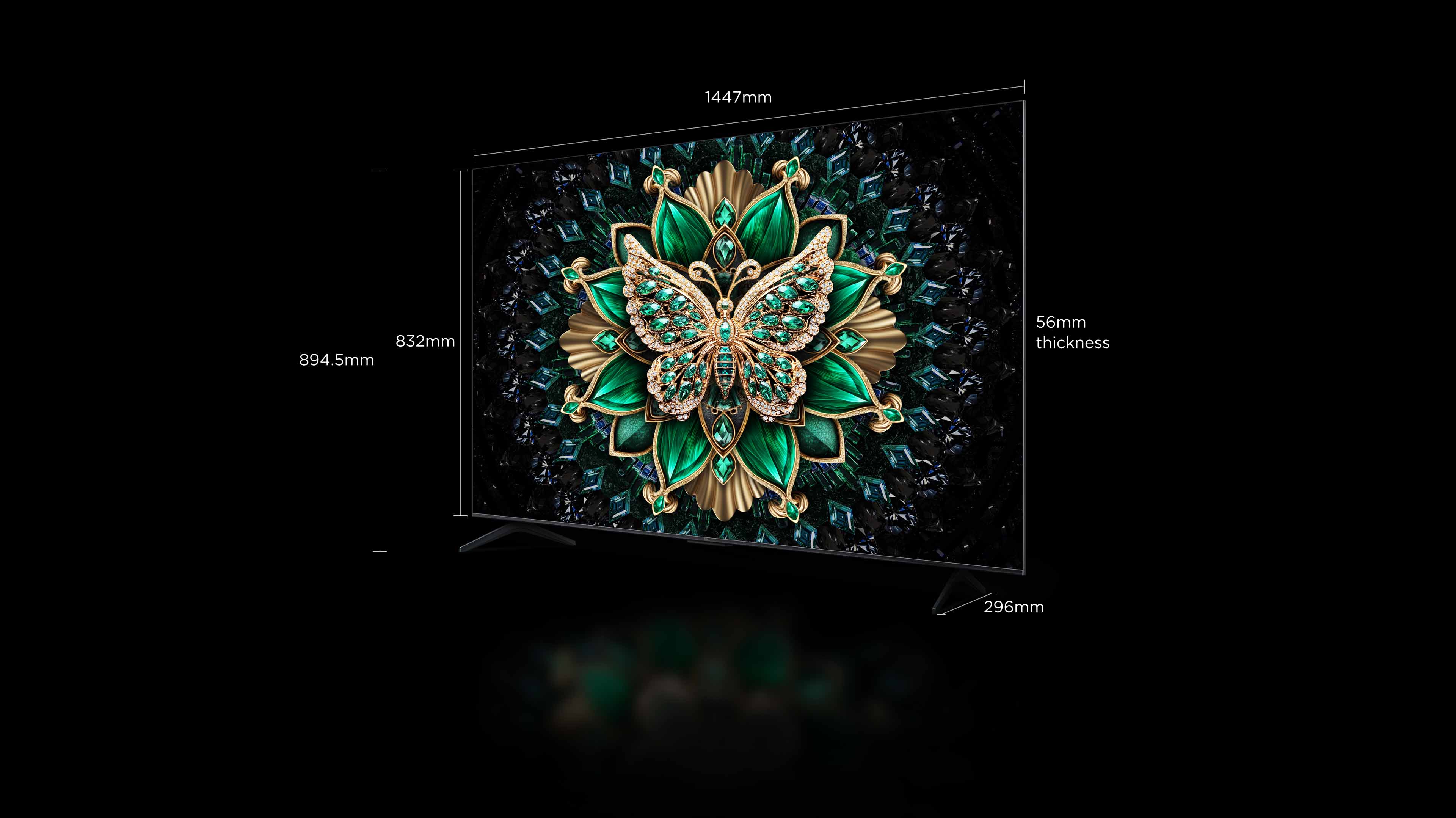 TCL 65 hüvelykes Q6C TV képernyőméret
