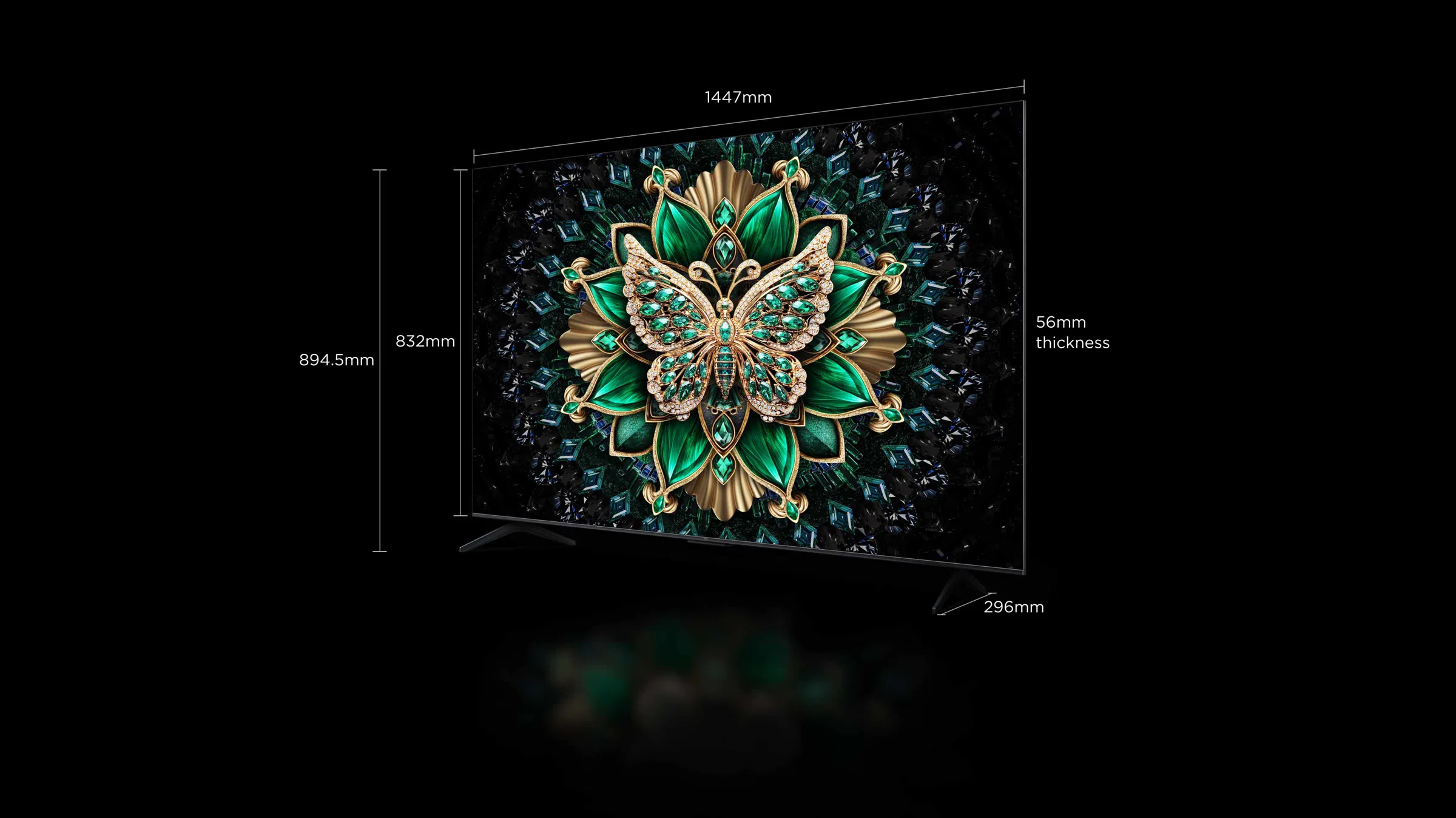 TCL 65 hüvelykes Q6C TV képernyőméret