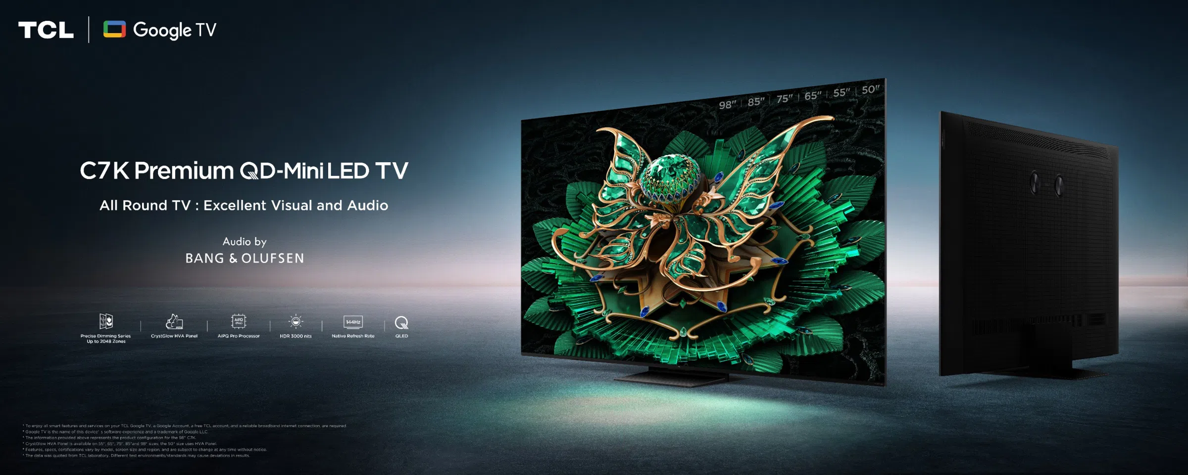 TCL TV C7K Premium QD-MiniLED TV; TCL 65C7K 65 Inch QD-Mini LED 144Hz Google smart TV available in kenya t the best price.