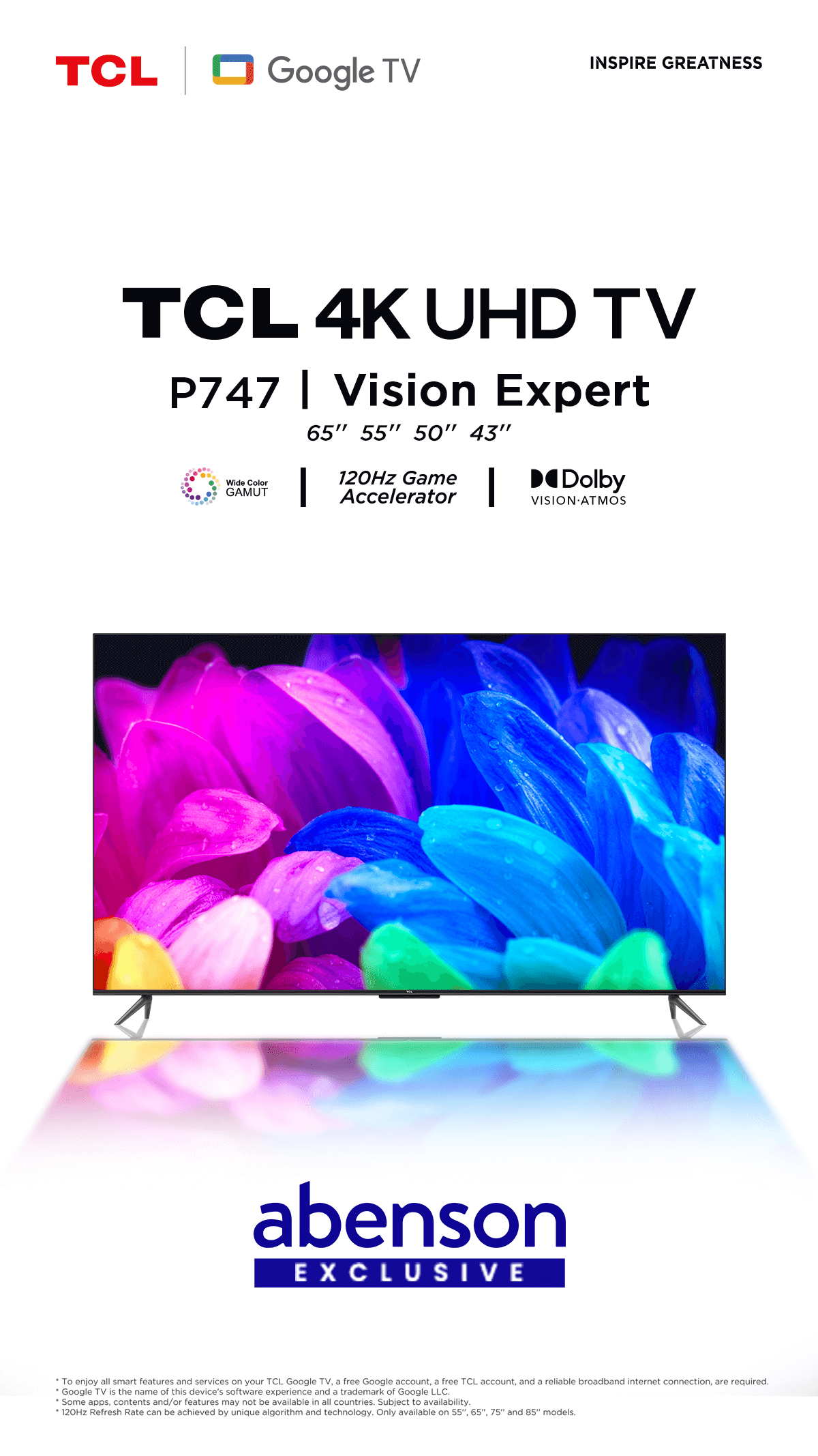 TCL P745 4K UHD TV (Abenson Exclusive)