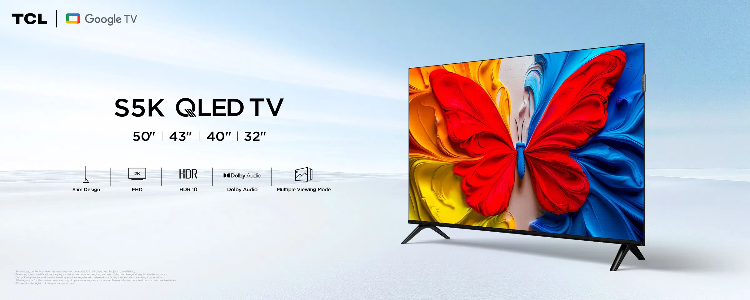 QLED-телевізор TCL S5K-2K, 32/40/43 дюйми, Google TV