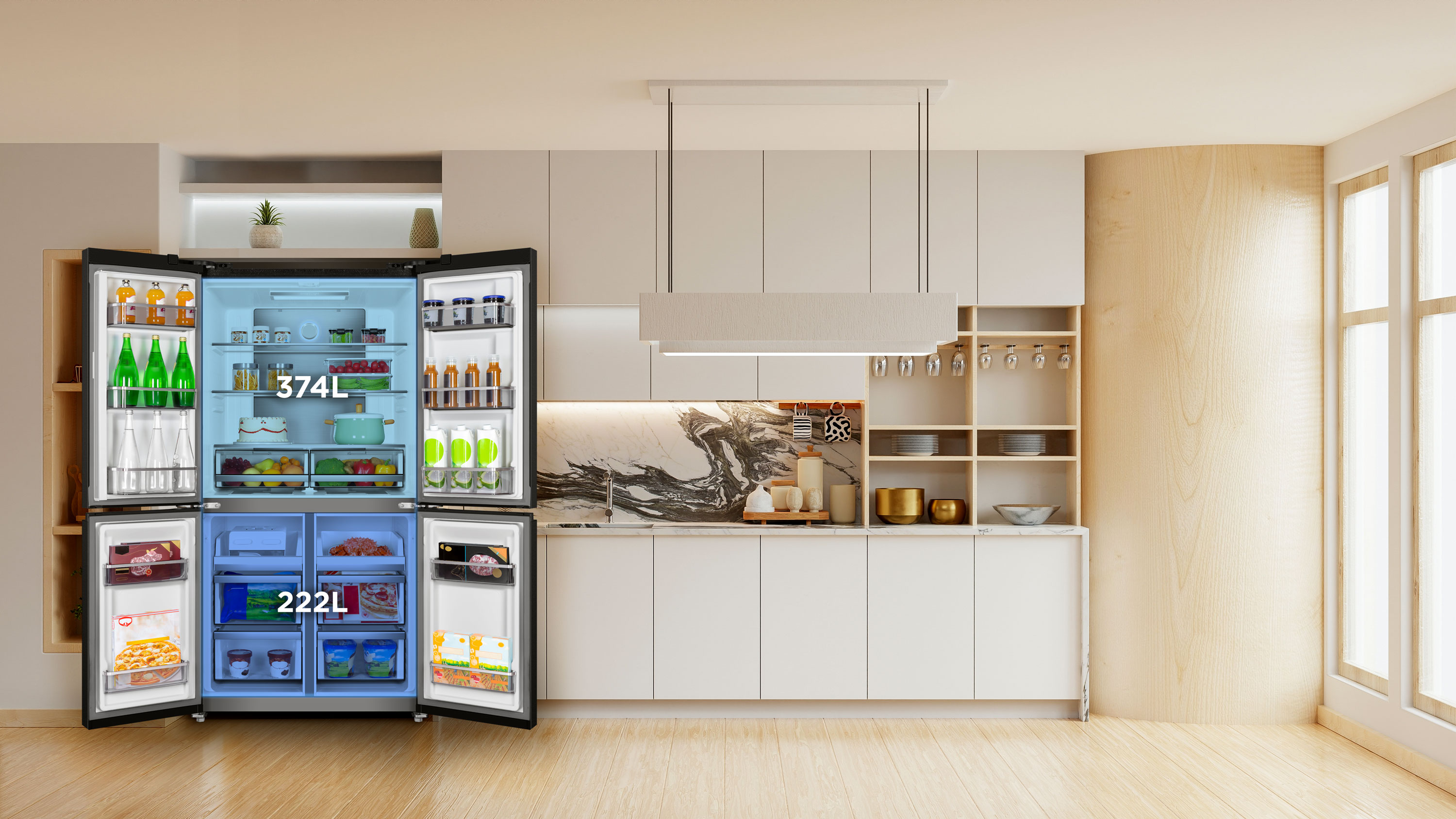 Room to Spare with our 596L of Smart Storage