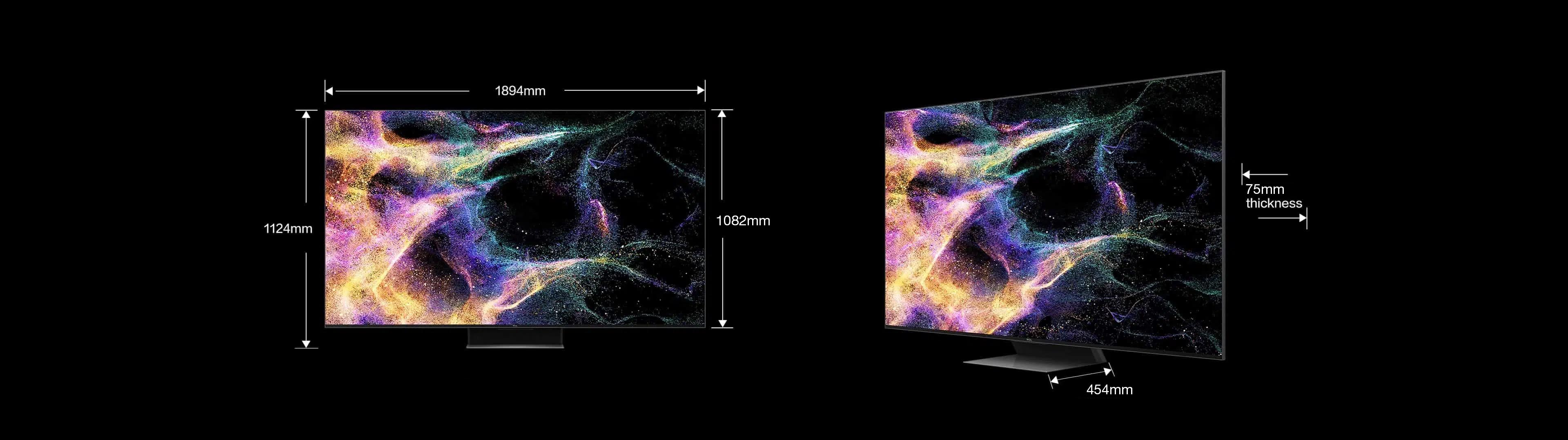 Screen Size for TCL C845 Mini LED 4K Google TV