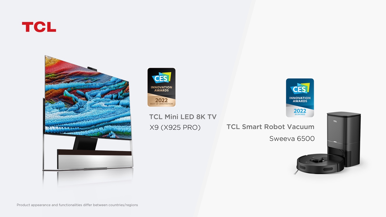 TV TCL 8K OD Zero Mini LED e aspirador robô: prêmios na CES 2022