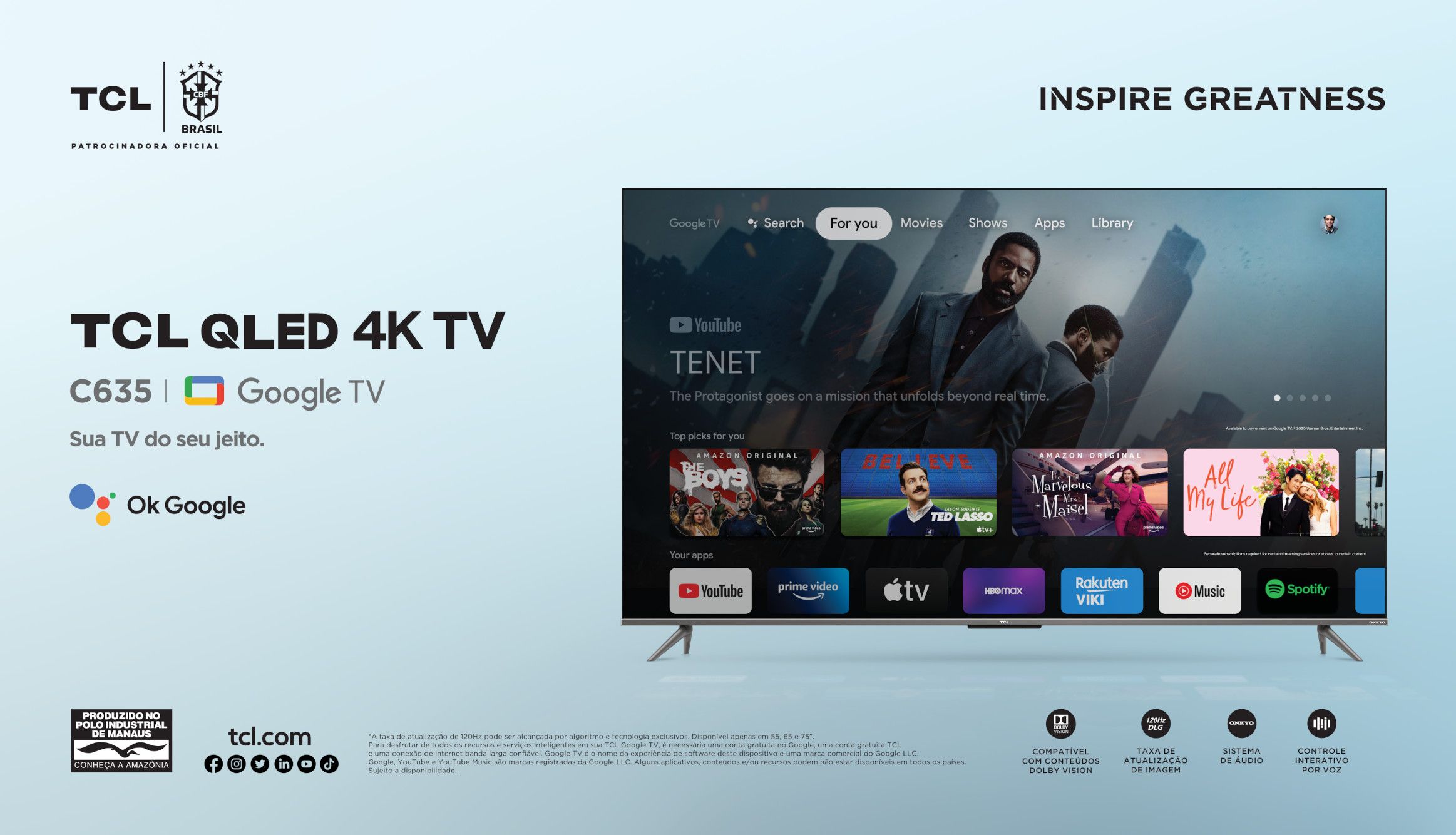 Smart Tv QLED 4K TCL C635 Dolby Vision Atmos- TCL Brazil