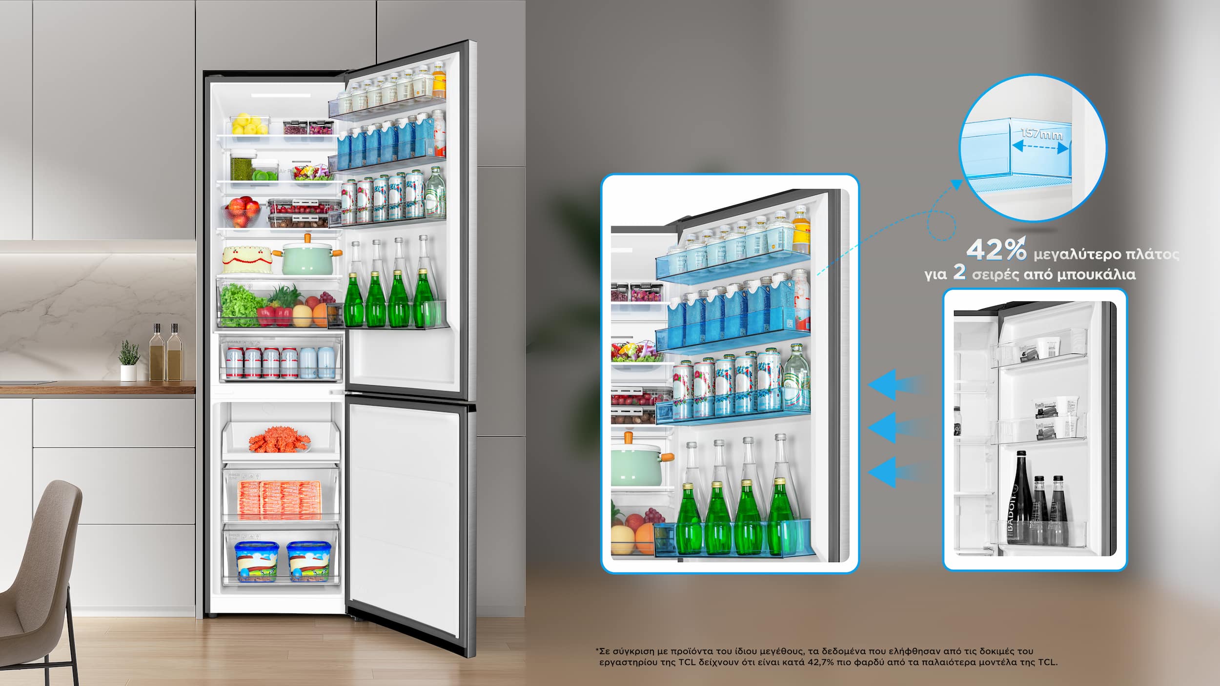 The large-capacity door bottle frame can store frequently consumed beverages