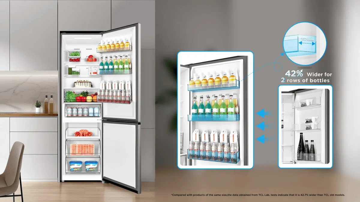 The large-capacity door bottle frame can store frequently consumed beverages