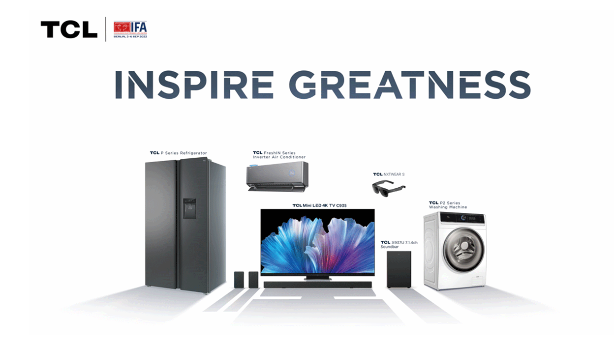 Společnost TCL vystavuje na veletrhu IFA 2022 a představuje největší televizor Mini LED na světě a nejnovější displeje a inovace v oblasti chytré domácnosti