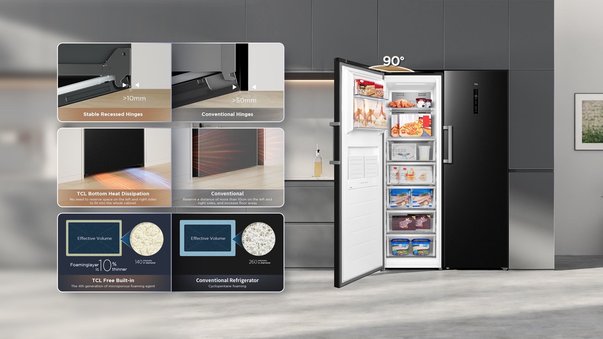 TCL  refrigerator adapts to any kitchen decoration