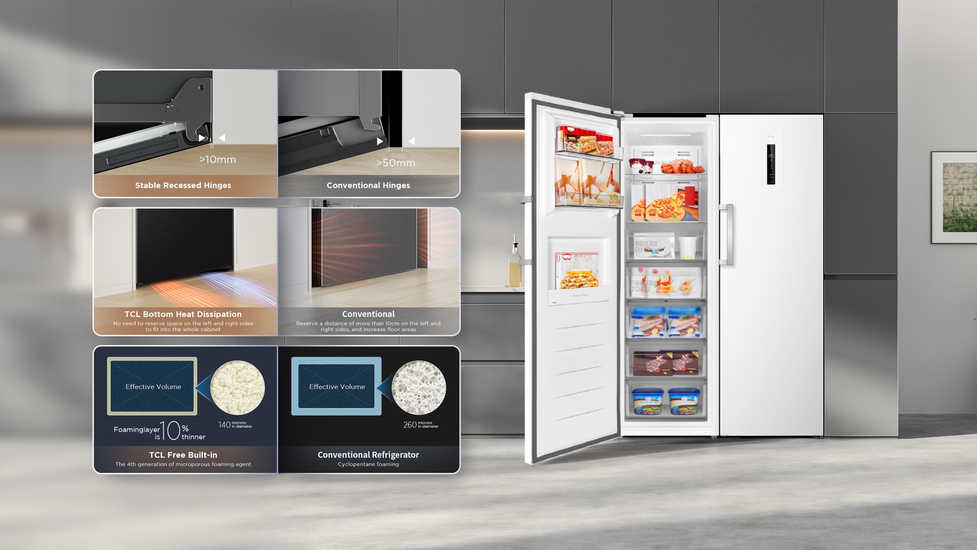 乐竟体育  refrigerator adapts to any kitchen decoration