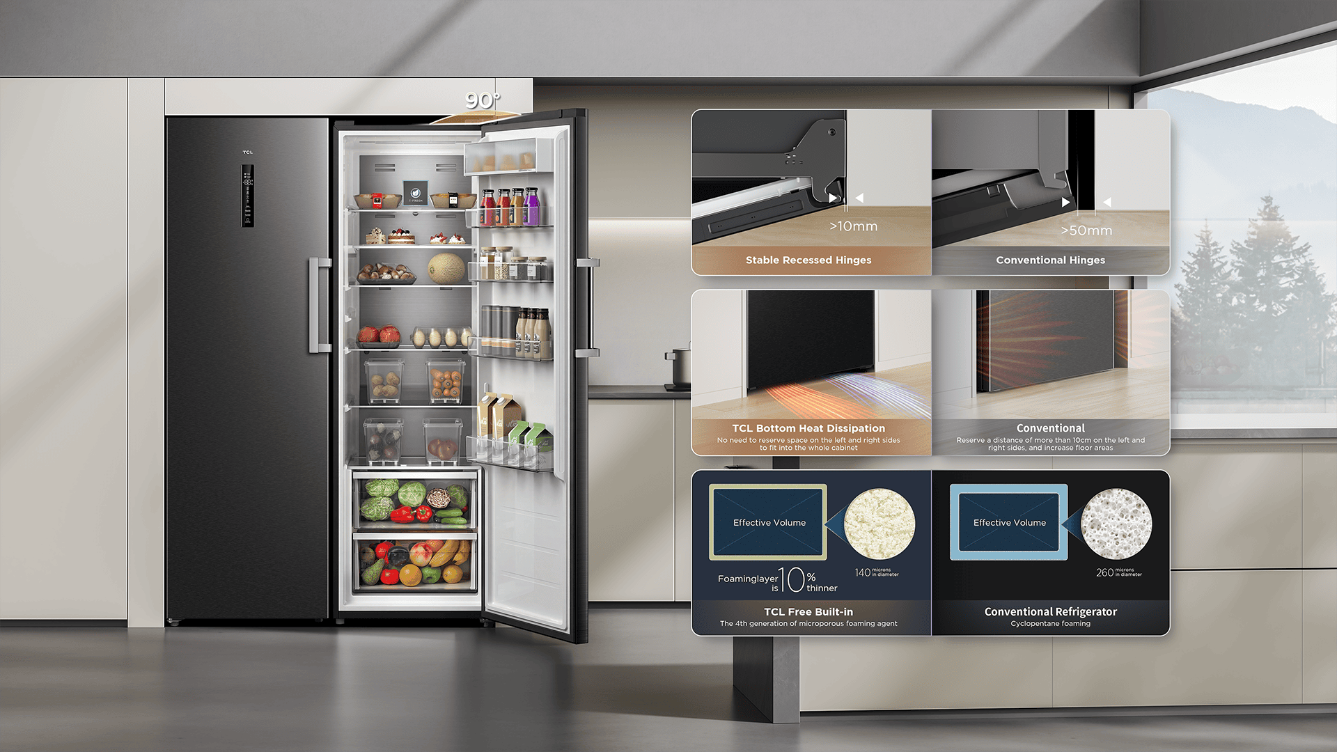 乐竟体育  refrigerator adapts to any kitchen decoration