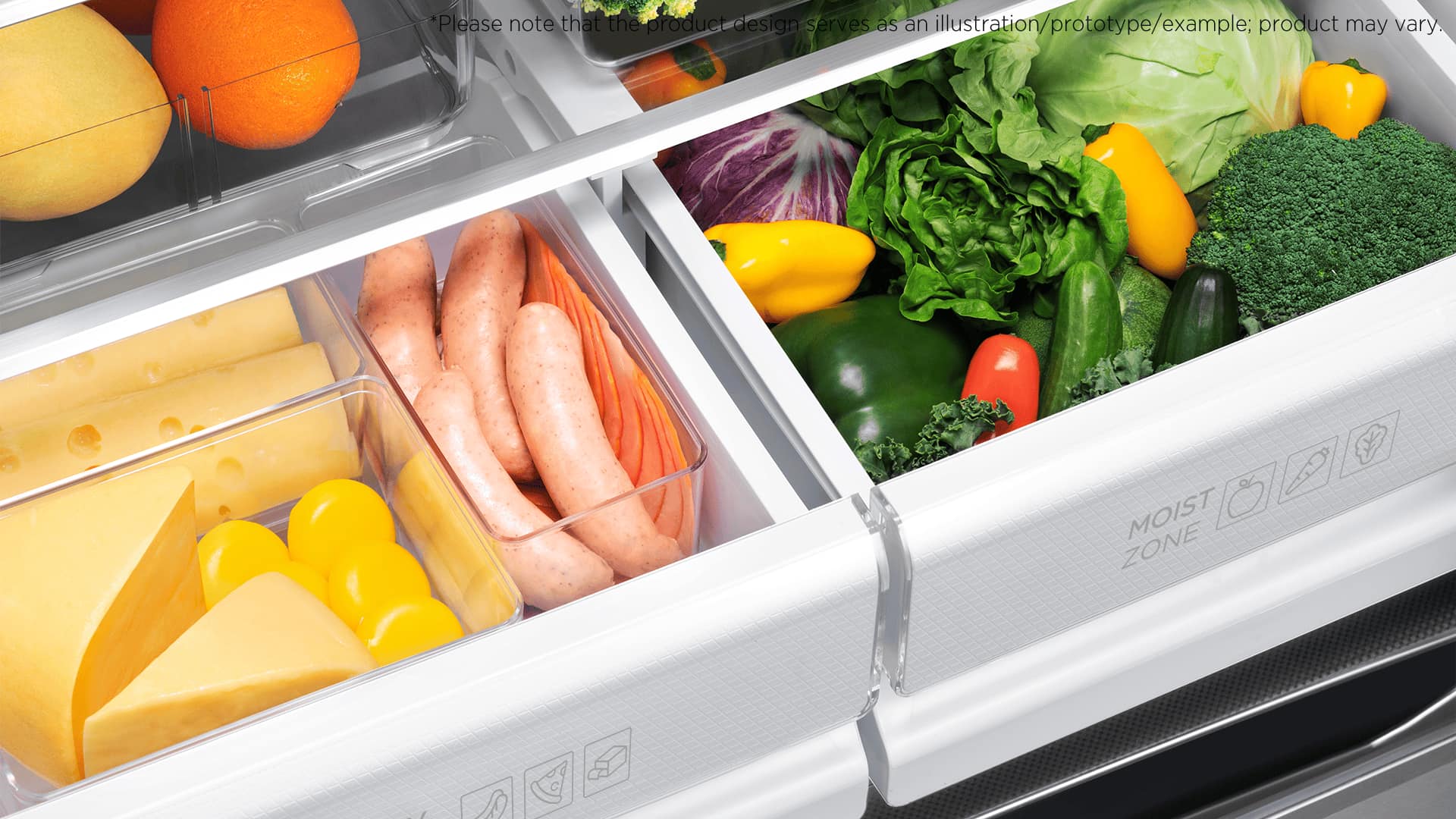 TCL fridge with Dry Zone and Moist Zone