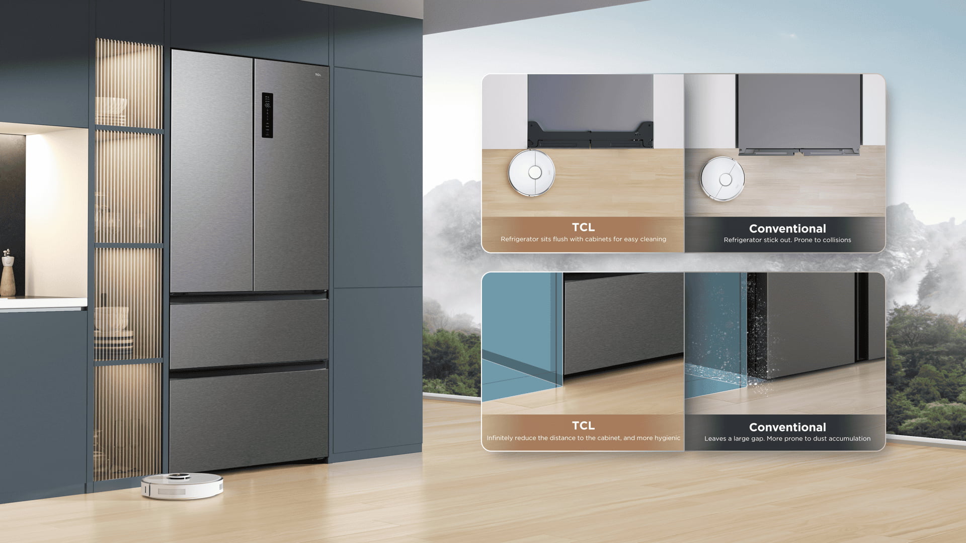 TCL RC532FXE0 refrigerator adapts to any kitchen decoration