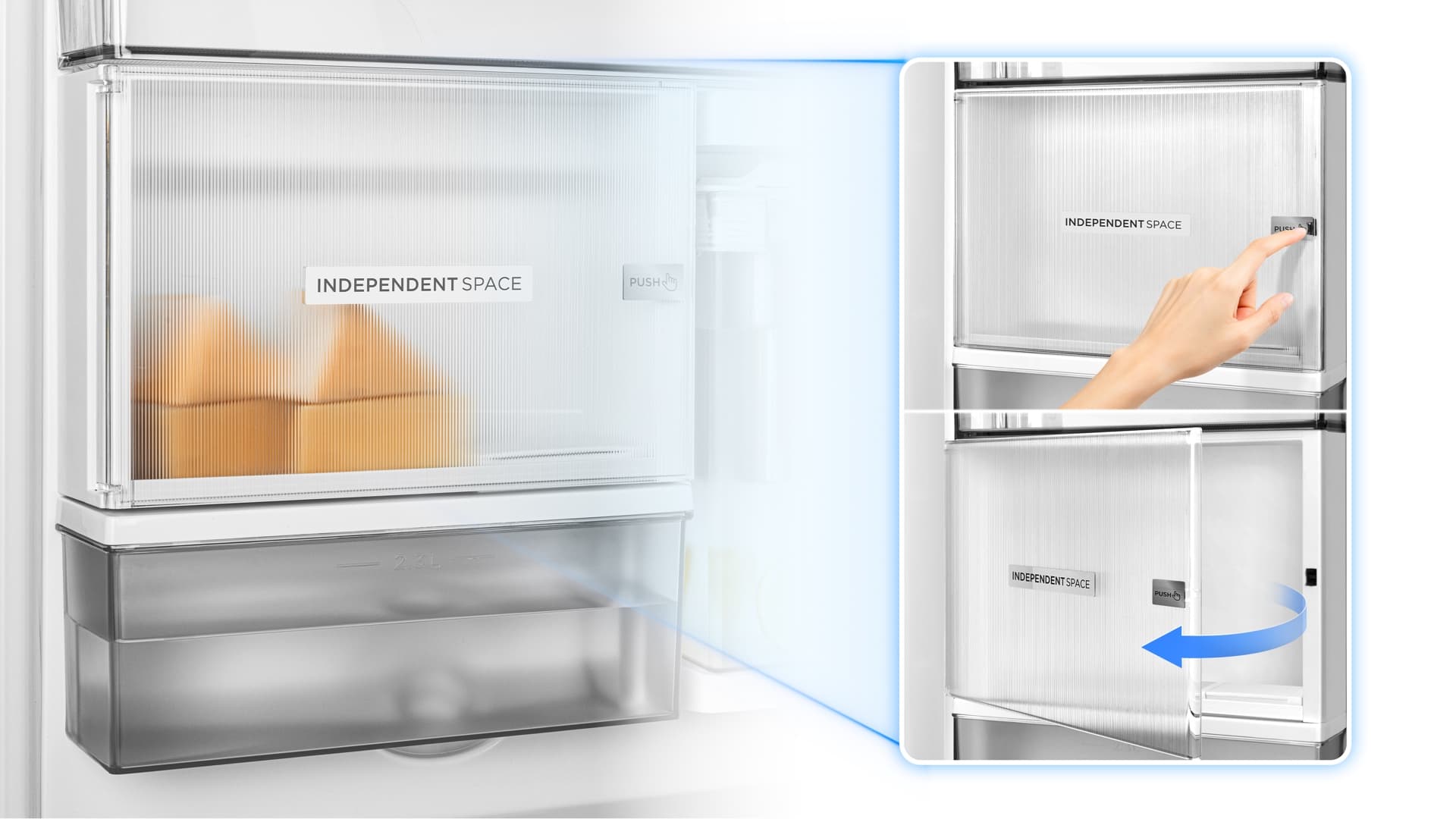 TCL fridge independent space for storing special stuff