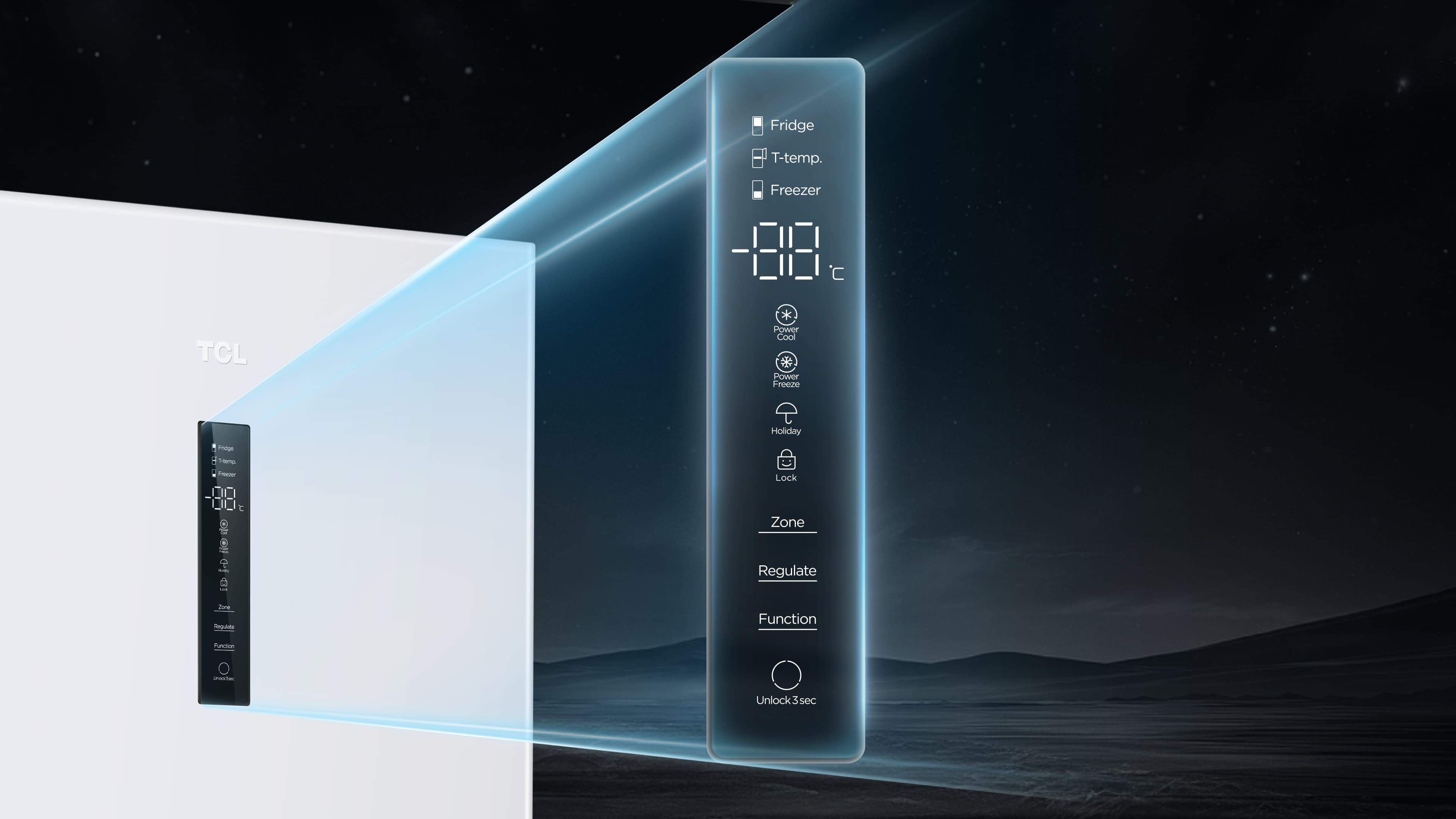 TCL Fridge with Touch Screen Digital Display