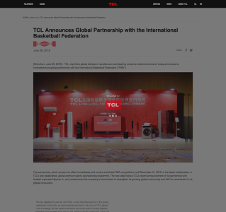 TCL annonce un partenariat mondial avec la Fédération internationale de basketball