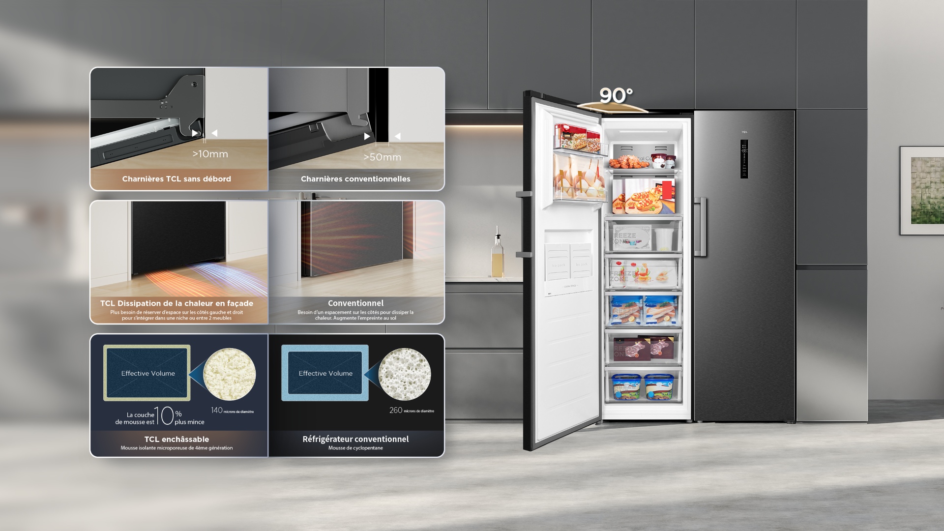 TCL  refrigerator adapts to any kitchen decoration