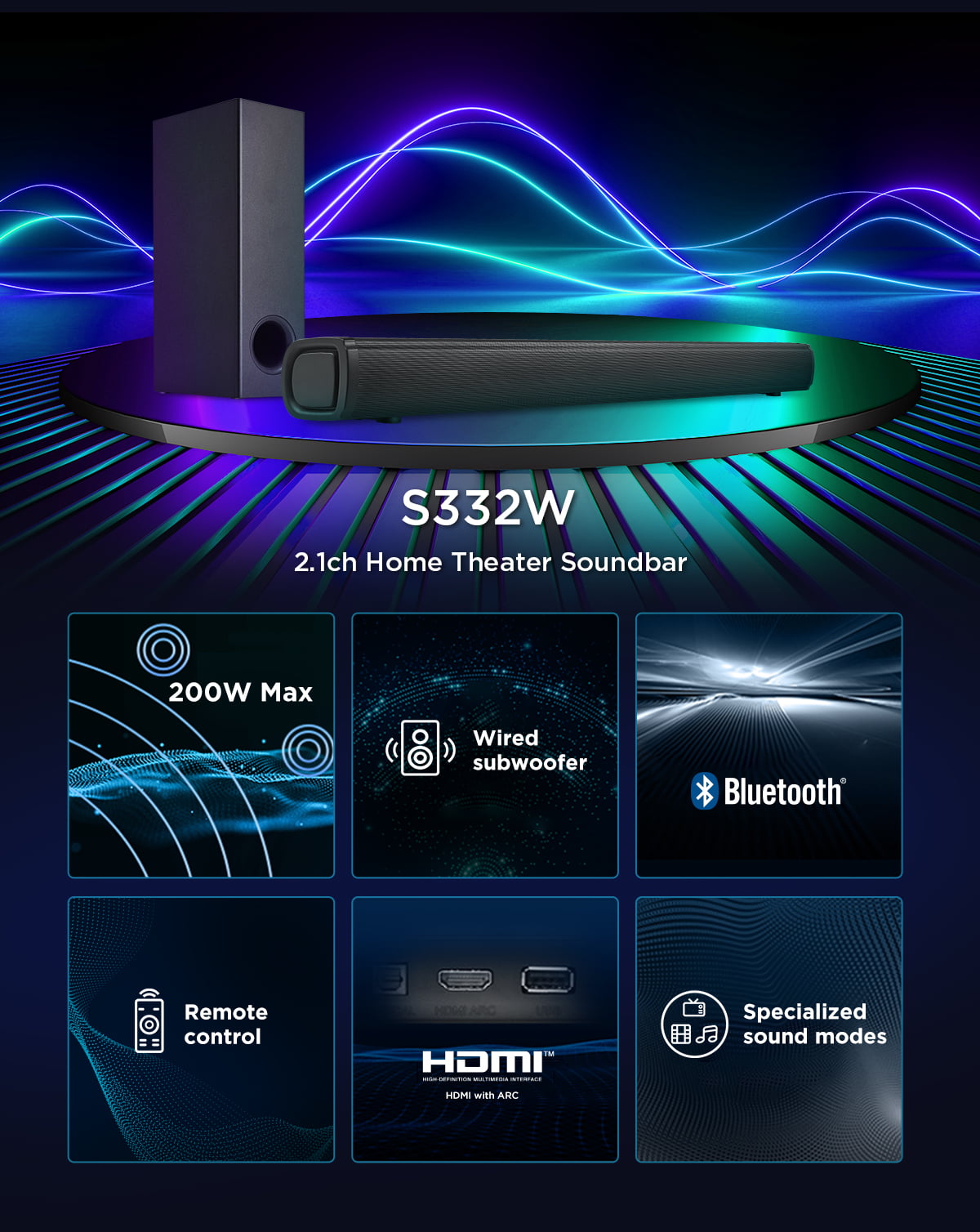  TCL S332W 2.1ch Home Theater Soundbar