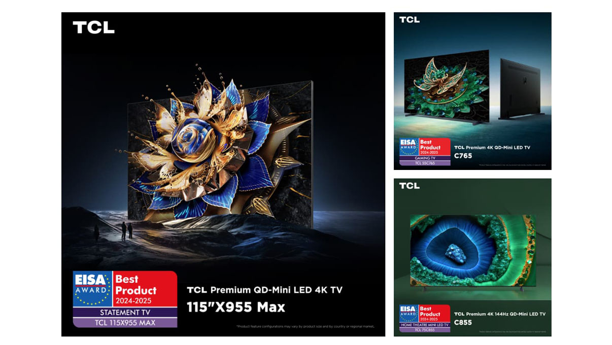 TCL vince tre prestigiosi premi EISA 2024-2025, presentando il TV QD-Mini LED più grande al mondo da 115"