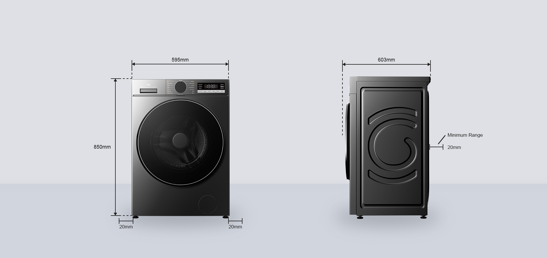 TCL S360 Washer Net Dimension 