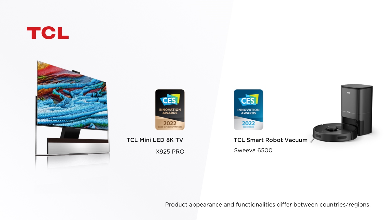 TCL 8K ODゼロMini LEDテレビとスマート家電がBest of Innovation Award Honoreeを含む CES 2022イノベーションアワードを受賞