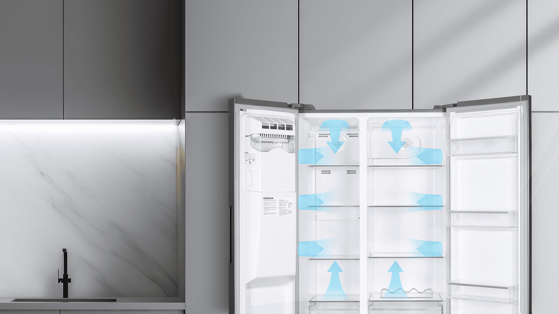 Multi Air Flow: Multi-level cold air distribution for optimal food preservation thanks to a homogeneous cold distribution.